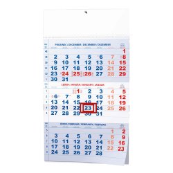 Kalendář Nástěnný kalendář - Tříměsíční - A3 (s mezinárodními svátky) - modrý