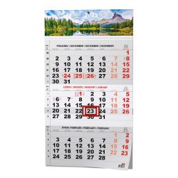 Kalendář Nástěnný kalendář - Tříměsíční - A3 (s mezinárodními svátky) - černý - Příroda