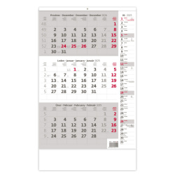 Kalendář Tříměsíční kalendář šedý s poznámkami