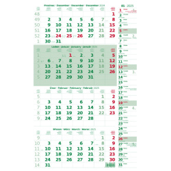 Kalendář Čtyřměsíční kalendář zelený s poznámkami